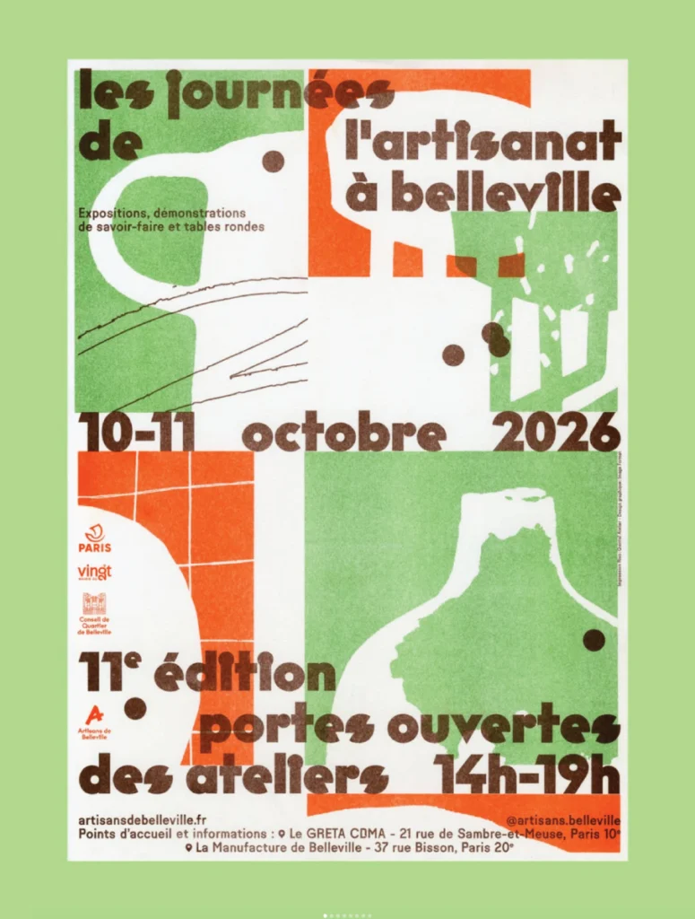 Affiche des Journées de l’artisanat à Belleville, 10 et 11 octobre 2026, de 14 h à 19 h